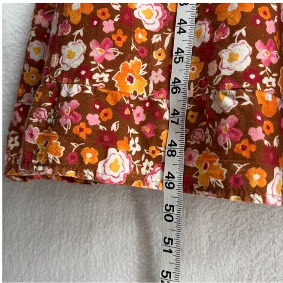 LACAUSA Berkeley Ruffle Midi Dress Womens XS Burnt Orange Floral Balloon Sleeves - Picture 16 of 16